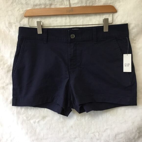 GAP Factory Navy Blue 3'' Mid Rise Khaki Shorts with Washwell - Picture 2 of 12